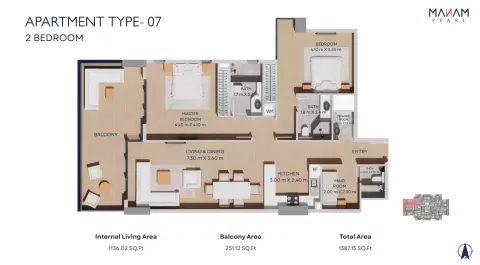 Manam Pearl: Floor plan Type 07, 1,387 sq ft