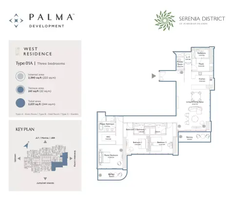 The West Residence at Serenia District: Floor plan Type 01A, 2,631 sq ft