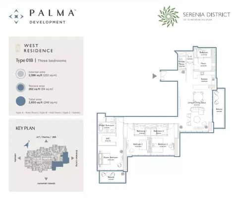 The West Residence at Serenia District: Floor plan Type 01B, 2,650 sq ft