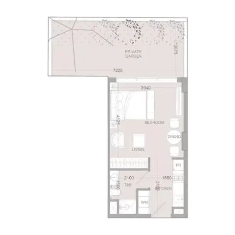 IR1DIAN Park Phase 2: Floor plan Type A, 450 sq ft