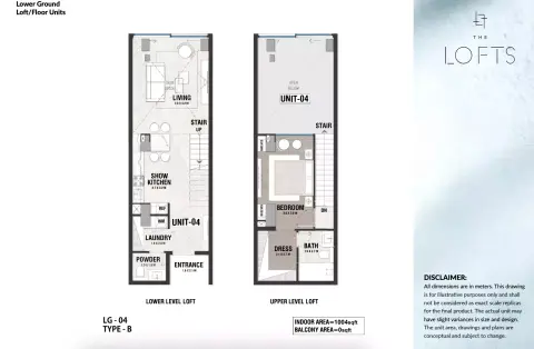 The Lofts Al Barari: Floor plan Type 04, 1,004 sq ft