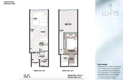 The Lofts Al Barari: Floor plan Type 03, 1,002 sq ft