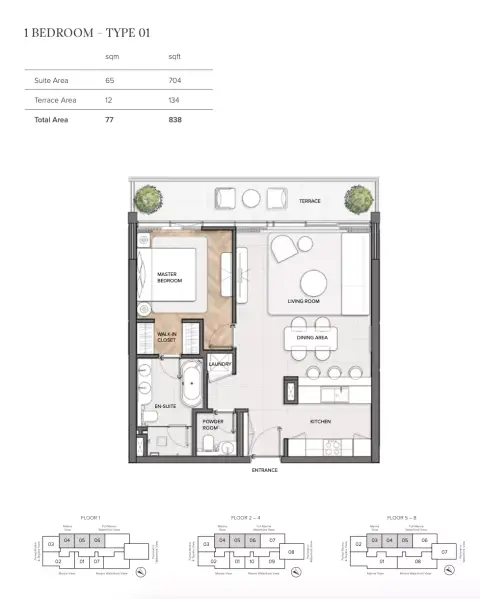 Residences Du Port Autograph Collection: फ़्लोर प्लान Type 01, 838 sq ft