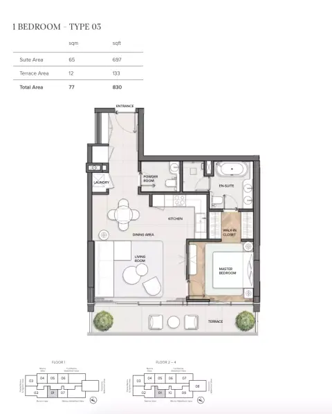 Residences Du Port Autograph Collection: फ़्लोर प्लान Type 03, 830 sq ft