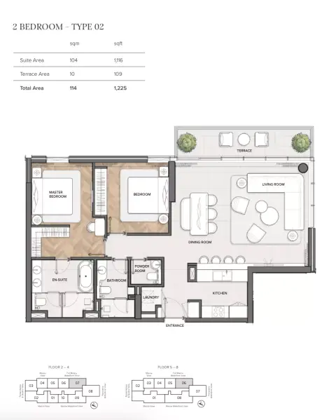 Residences Du Port Autograph Collection: फ़्लोर प्लान Type 02, 1,225 sq ft