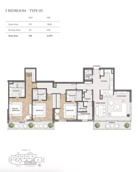 Residences Du Port Autograph Collection: फ़्लोर प्लान Type 03, 2,073 sq ft