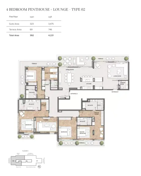 Residences Du Port Autograph Collection: फ़्लोर प्लान Type 01, 4,221 sq ft