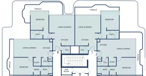 Sunset Bay: Floor plan Type A, 948 sq ft