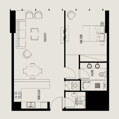 Tivanno Residence: फ़्लोर प्लान Type 1, 883 sq ft