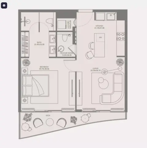 Bond Enclave: Floor plan Type A, 683 sq ft