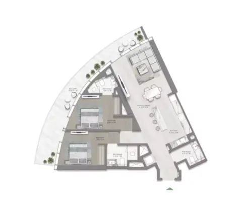 Canal Crown 2: Floor plan Type 2, 1,456 sq ft
