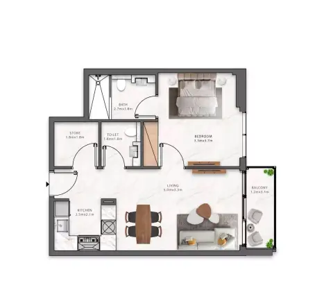 Maison Elysee Phase 3: Floor plan Type 6, 624 sq ft