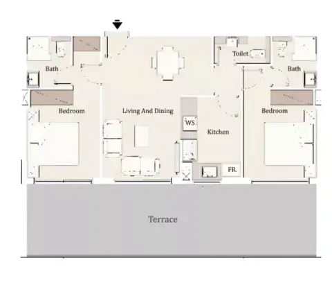 Maison Elysee Phase 3: Floor plan Type 1, 1,066 sq ft