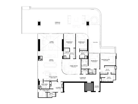 Raffles Residences & Penthouses: फ़्लोर प्लान Type C, 7,352 sq ft