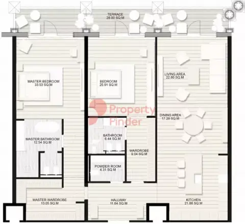 Raffles Residences & Penthouses: फ़्लोर प्लान Type A , 2,433 sq ft