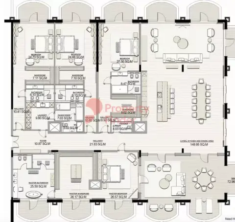 Raffles Residences & Penthouses: फ़्लोर प्लान Type A, 6,911 sq ft