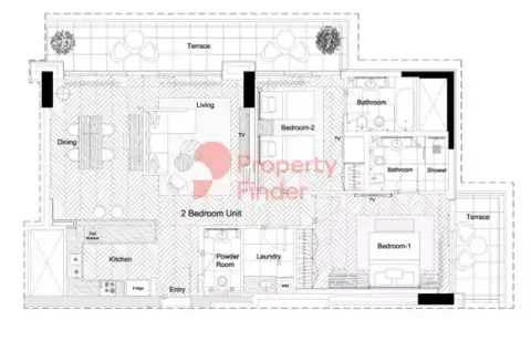 Marriott Executive Apartments At Al Barsha South: Floor plan Type 1, 1,497 sq ft