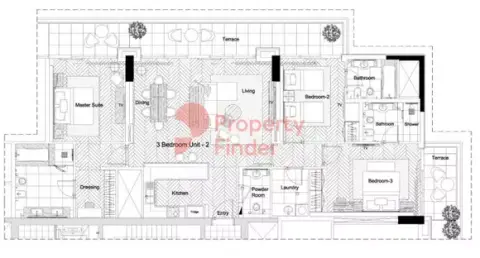 Marriott Executive Apartments At Al Barsha South: Floor plan Type 2, 1,649 sq ft