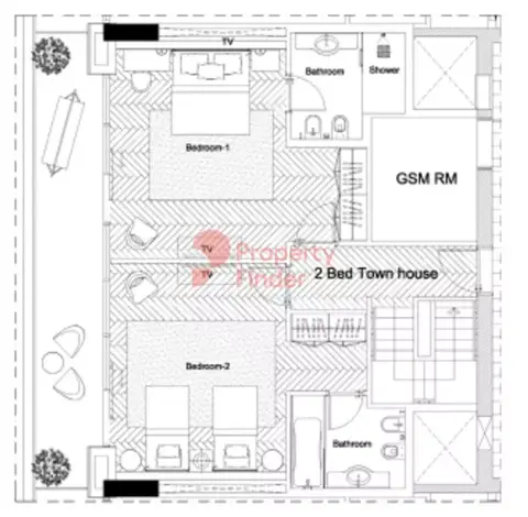 Marriott Executive Apartments At Al Barsha South: Floor plan Type 2, 2,215 sq ft