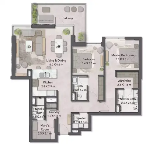 Cilia At Ghaf Woods: Floor plan Type 1, 1,149 sq ft