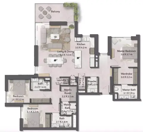 Cilia At Ghaf Woods: Floor plan Type 1, 1,852 sq ft