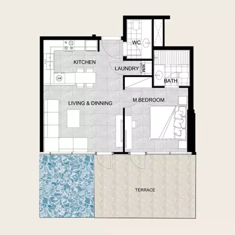 Future Residence: Floor plan Type 2, 902 sq ft