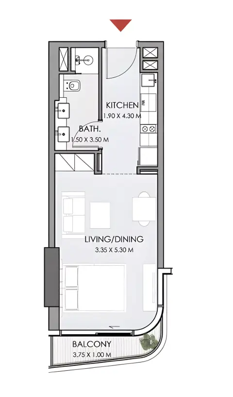 Do Hotels & Residences: Floor plan Type A, 459 sq ft