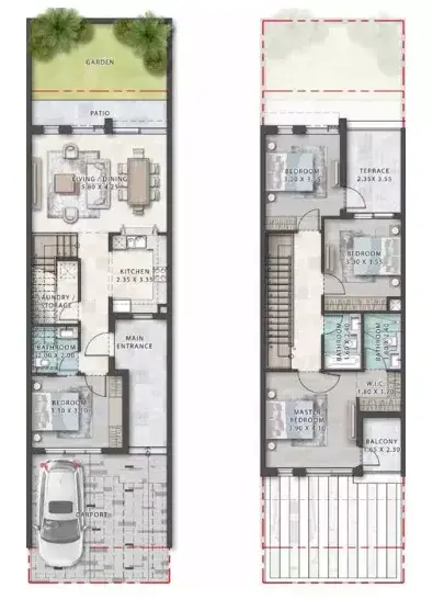 Damac Islands: Floor plan Type A, 2,282 sq ft