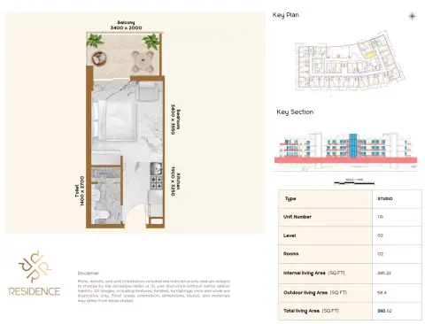RR Residence: Type 119, 343 sq ft 户型图