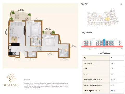 RR Residence: Type 120, 772 sq ft 户型图