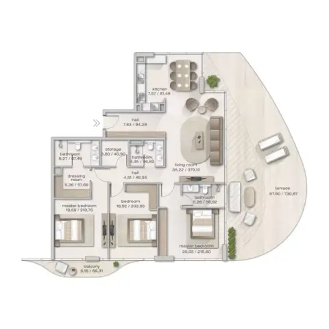 Zephyra Residences 2: Floor plan Type 1, 2,271 sq ft