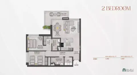 Lacina: फ़्लोर प्लान Type A, 1,931 sq ft