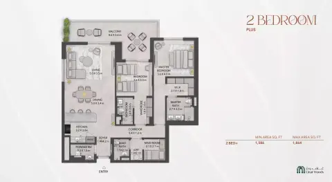 Lacina: फ़्लोर प्लान Type B Plus, 1,864 sq ft