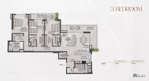 Lacina: फ़्लोर प्लान Type A, 2,332 sq ft