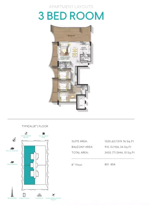 Nautis Residences: Floor plan Type B, 2,435 sq ft