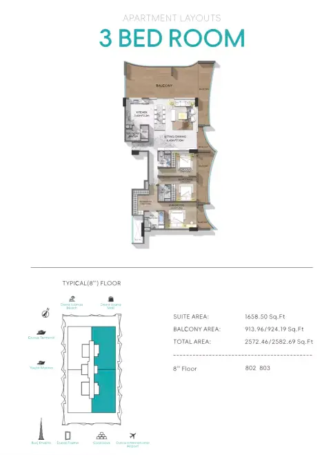 Nautis Residences: Floor plan Type C, 2,572 sq ft