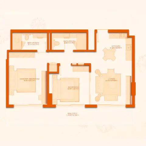 Avenew 888: Floor plan Type A, 1,097 sq ft