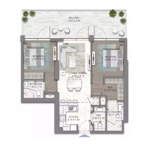 Riverside Views Marine: फ़्लोर प्लान Type 1, 1,331 sq ft