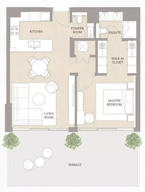 Soma Residence: Floor plan Type 1, 882 sq ft