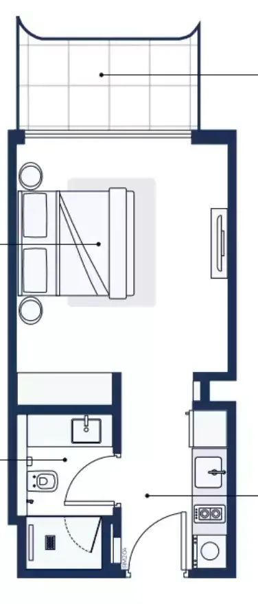 Adeba Azizi: Floor plan Type 3, 365 sq ft