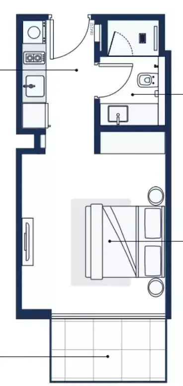 Adeba Azizi: Floor plan Type 1, 365 sq ft
