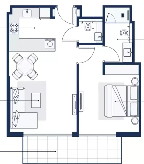 Adeba Azizi: Floor plan Type 6, 721 sq ft