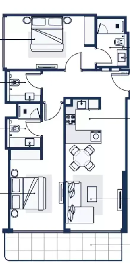 Adeba Azizi: Floor plan Type 1, 1,065 sq ft