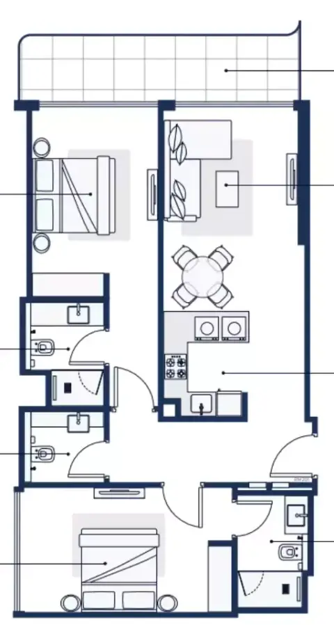 Adeba Azizi: Floor plan Type 2, 1,065 sq ft