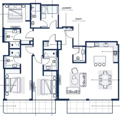 Adeba Azizi: Floor plan Type 2, 1,829 sq ft