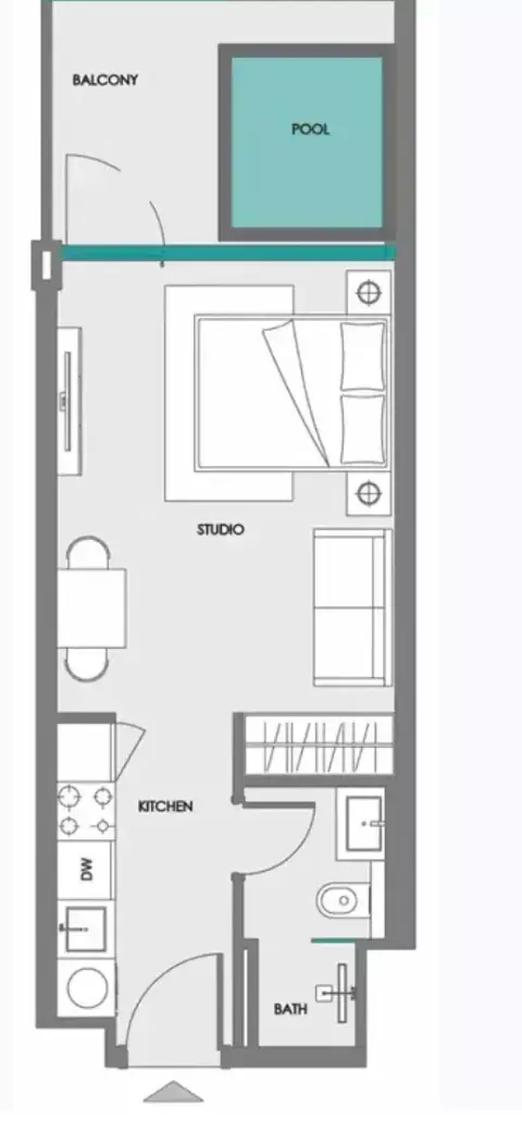 Samana Boulevard Heights: फ़्लोर प्लान Unit 1224, 418 sq ft