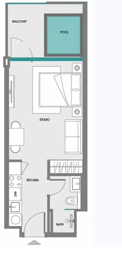 Samana Boulevard Heights: फ़्लोर प्लान Unit 124, 418 sq ft