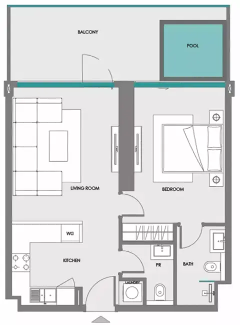 Samana Boulevard Heights: फ़्लोर प्लान Unit 1116, 766 sq ft