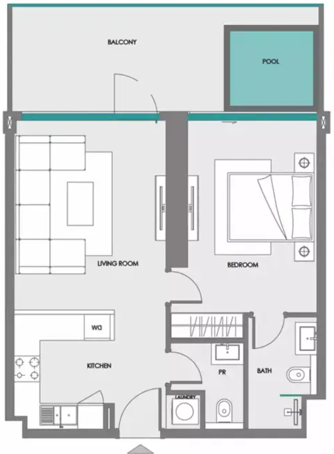Samana Boulevard Heights: फ़्लोर प्लान Unit 416, 766 sq ft