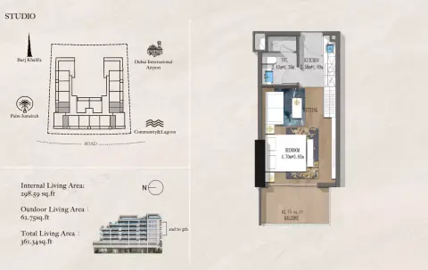 Andi Aura: Type 1, 361 sq ft 户型图